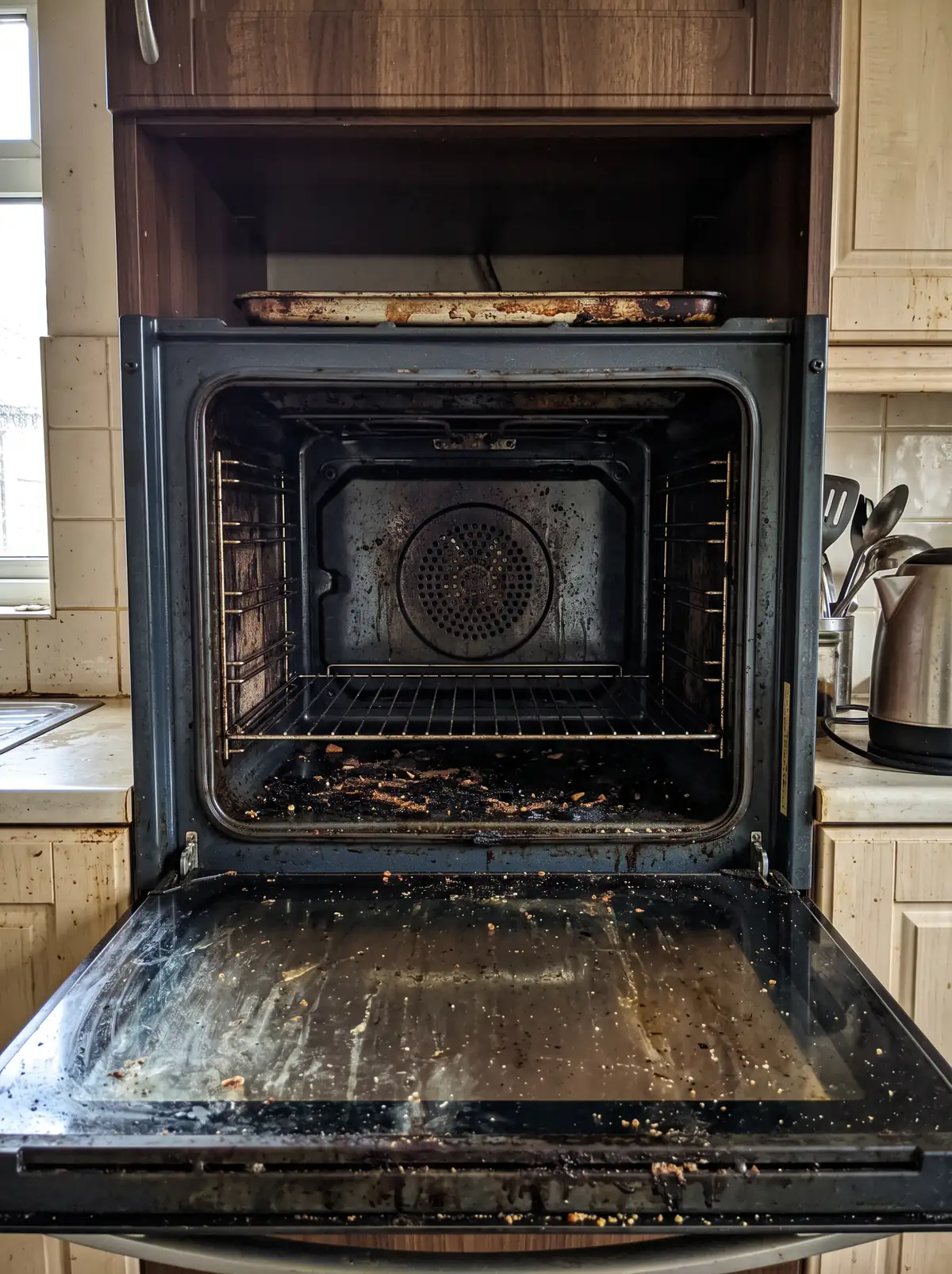 A oven before and after cleaning.